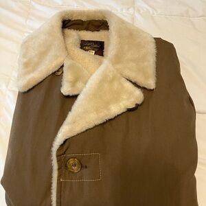Vintage John Blair Faux Shearling Lined Winter Coat Brown Size 44R Ranch Coat